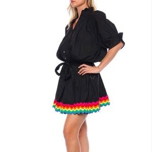 Juliet Dunn | Dresses | New Juliet Dunn Blouson Black Rainbow Bright Mini  Dress | Poshmark